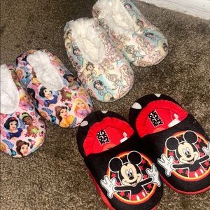 Disney Princess and Mickey Mouse Kids Slippers - Pink, Black, Red